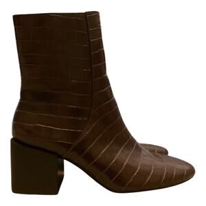 Zara Croc Faux Leather Boots Women 39 NWOT